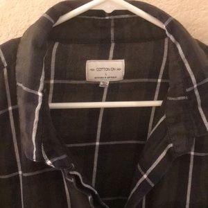 Plaid olive green shirt